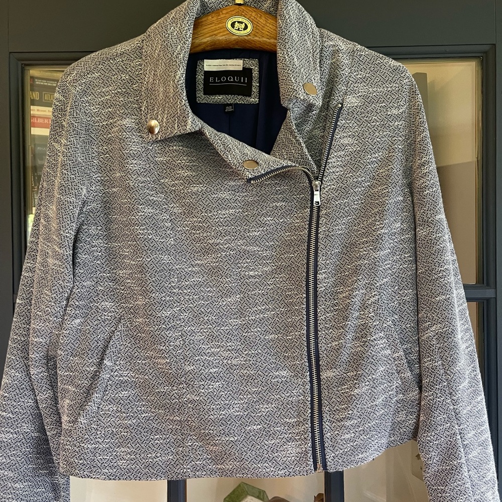 Eloquii Gray Blazer Asymmetrical Design